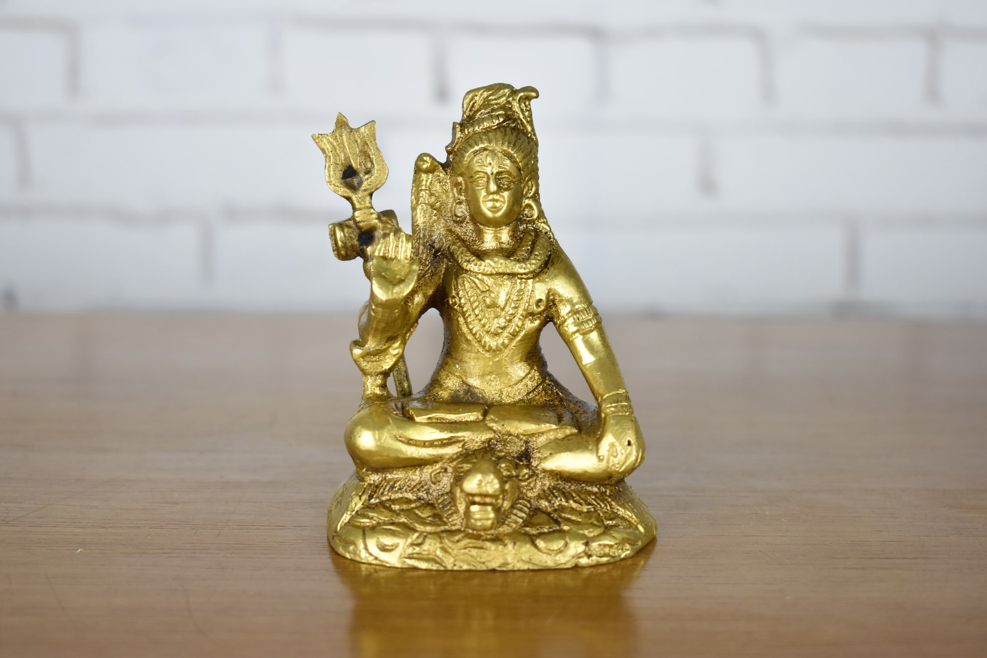 Estátua de Lord Shiva sentado em bronze 10cm