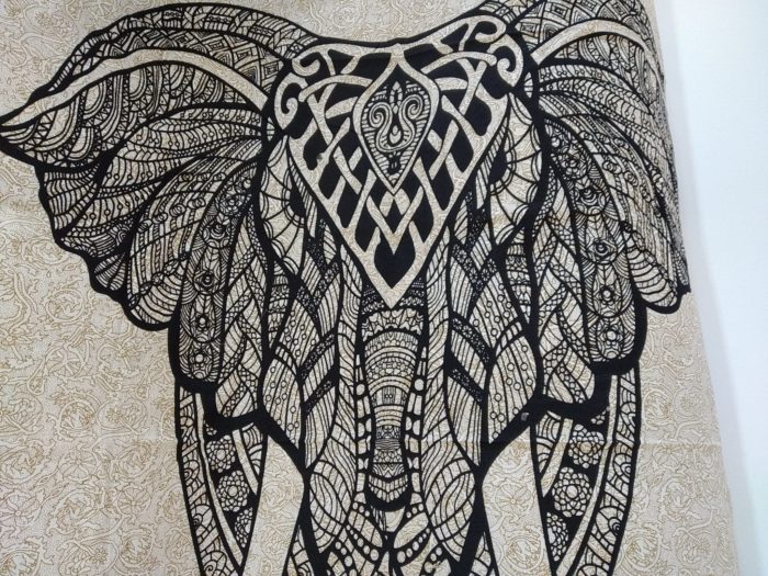 Panô indiano de algodão solteiro estampa grande de elefante hindú