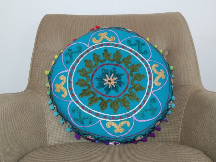 almofada indiana futon azul