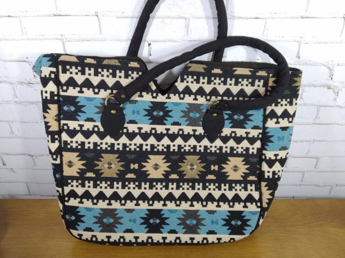 Bolsa indiana grande para viagem com tecido em lona de algodão estampa étnica