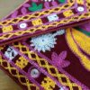 Bolsa indiana clutch de veludo vinho toda bordada estampa elefante
