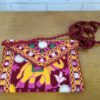 Bolsa indiana clutch de veludo vinho toda bordada estampa elefante