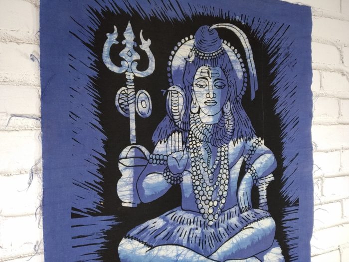 Painel de tecido clássico de deidade hindu Shiva 55x40cm