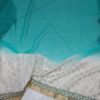 IMG_20190619_163534 Sari indiano luxo da marca Surya Saree verde água e dourado floral