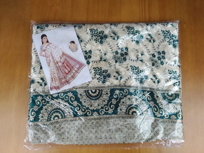 sari indiano de seda perolado