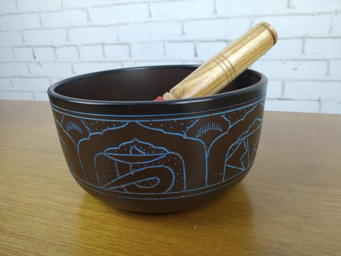 Tigela tibetana ou sino tibetano com 4 ligas de metal 15 cm de Buda
