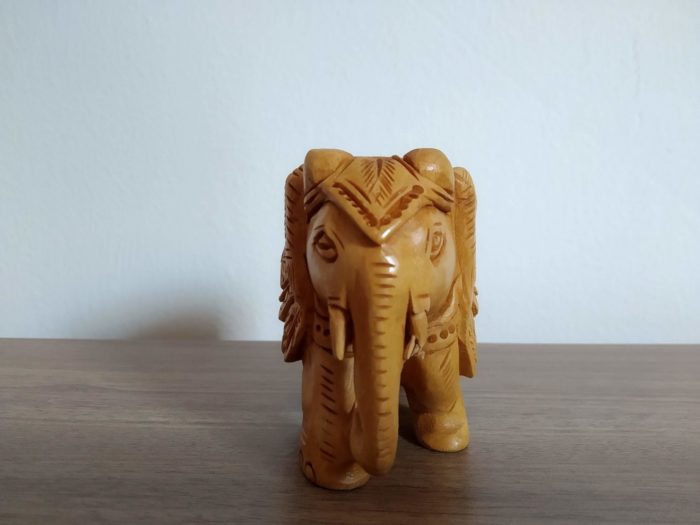 Elefante indiano de madeira maçica esculpido a mão M