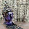 Incensário cabeça de Buda formato folha em resina roxo e dourado