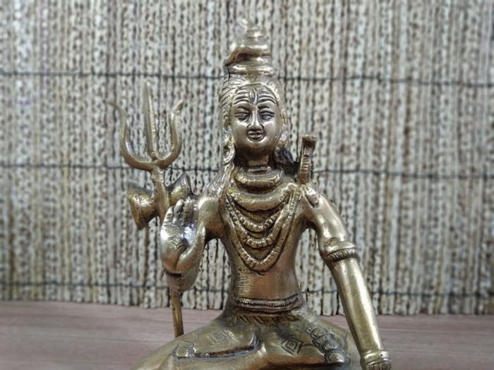 Estátua do Deus Shiva de bronze em pose de lótus 20cm