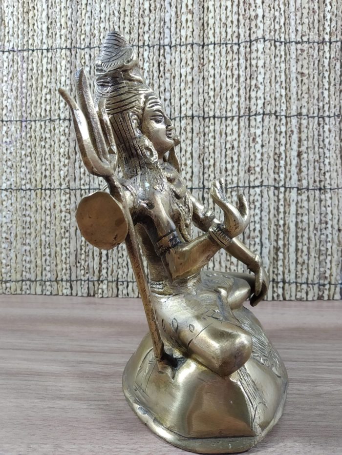 Estátua do Deus Shiva de bronze em pose de lótus 20cm