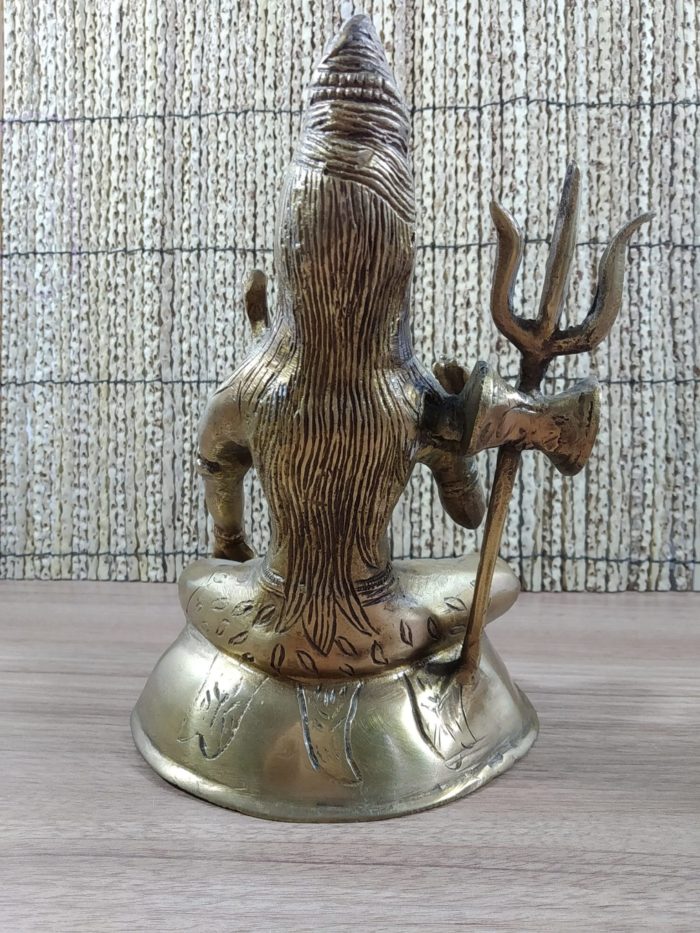 Estátua do Deus Shiva de bronze em pose de lótus 20cm