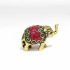 Incensário mini elefante em metal brass com embutimento de pedras naturais