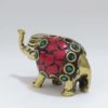Incensário mini elefante em metal brass com embutimento de pedras naturais
