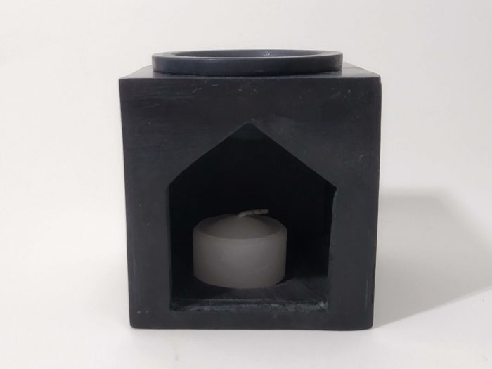 Difusor de pedra sabão preto base rechaud de vela Stars