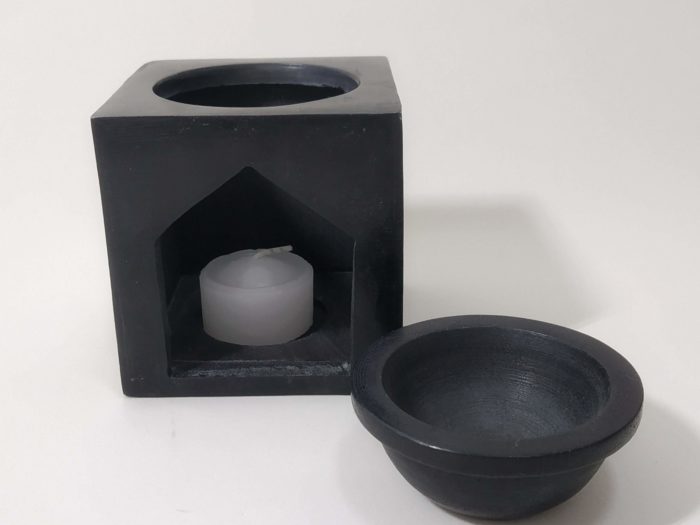 Difusor de pedra sabão preto base rechaud de vela Stars