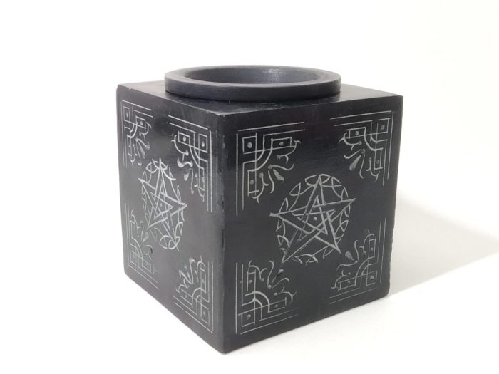Difusor de pedra sabão preto base rechaud de vela Stars