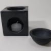 Difusor de pedra sabão preto base rechaud de vela Hamsá