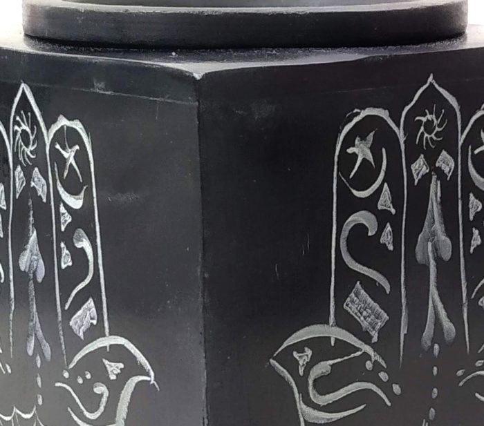 Difusor de pedra sabão preto base rechaud de vela Hamsá