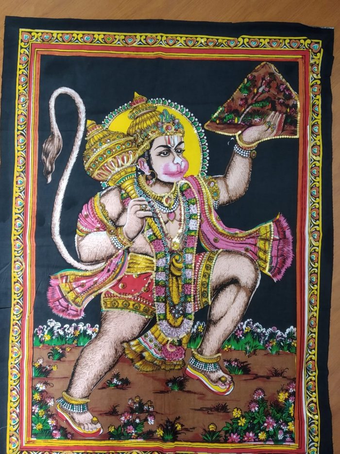 Painel grande clássico de deidade hindu paisagem - Hanuman