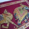 Pintura Rajasthani em seda design animais da realeza vinho