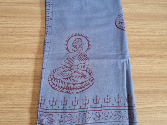 Chadar indiano (manto de oração) de Buda e Mantras azul