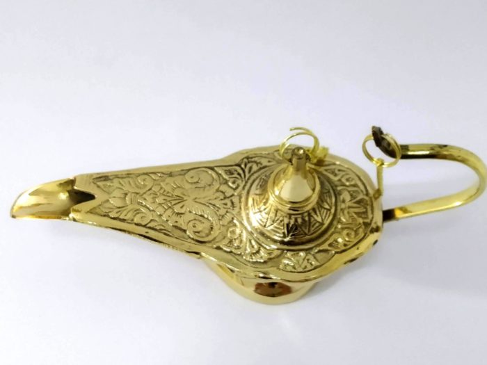 Lâmpada a óleo indiana de metal brass design árabe medieval G