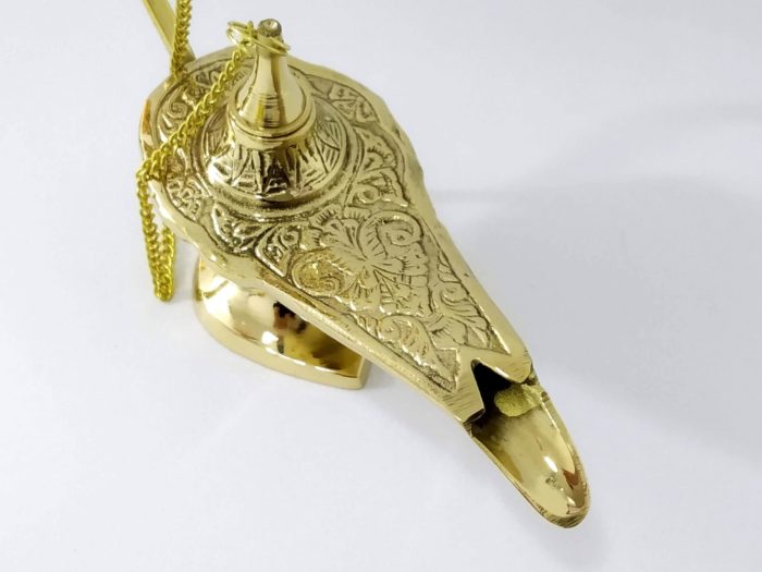 Lâmpada a óleo indiana de metal brass design árabe medieval G