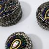 Conjunto com 3 latinhas indianas de miçangas design pavão preto
