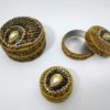 Conjunto com 3 latinhas indianas de miçangas design pavão dourado