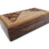 Caixa indiana de madeira com florais em bronze 17cm