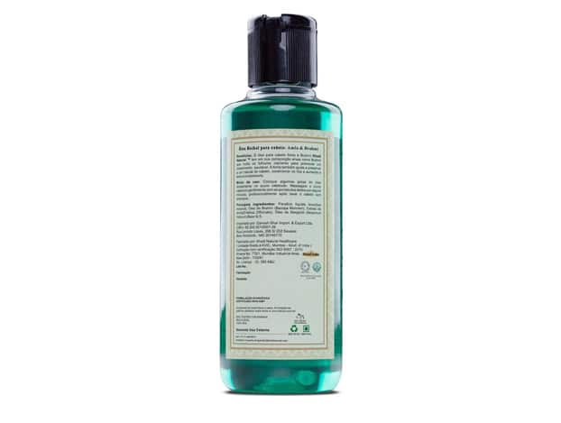rótulo óleo para os cabelos Amla e Brahmi Khadi Natural