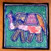 Capa de almofada indiana de algodão elefante bordado verde e color