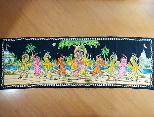 painel de tecido Krishna e Radha