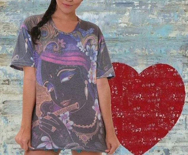 Camiseta unissex do Deus Krishna preto