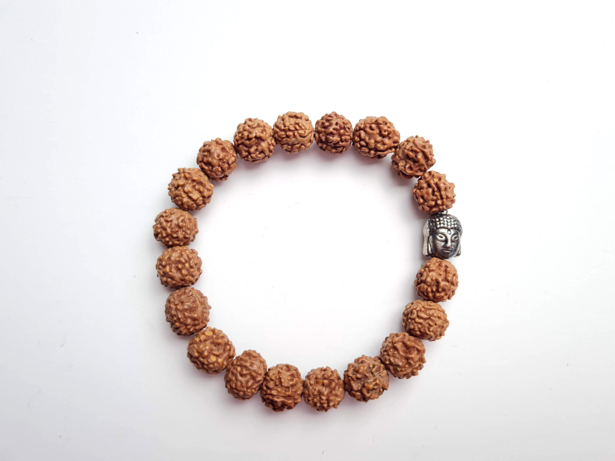 pulseira de Rudraksha com berloque de Buda 10mm