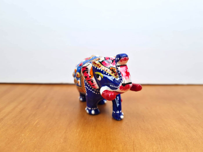 Elefante de metal esmaltado com técnica cloisonné PP azul
