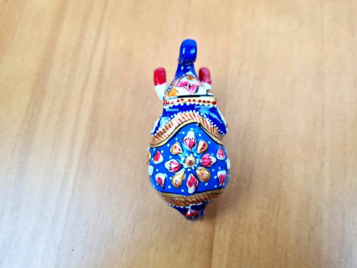Elefante de metal esmaltado com técnica cloisonné PP azul