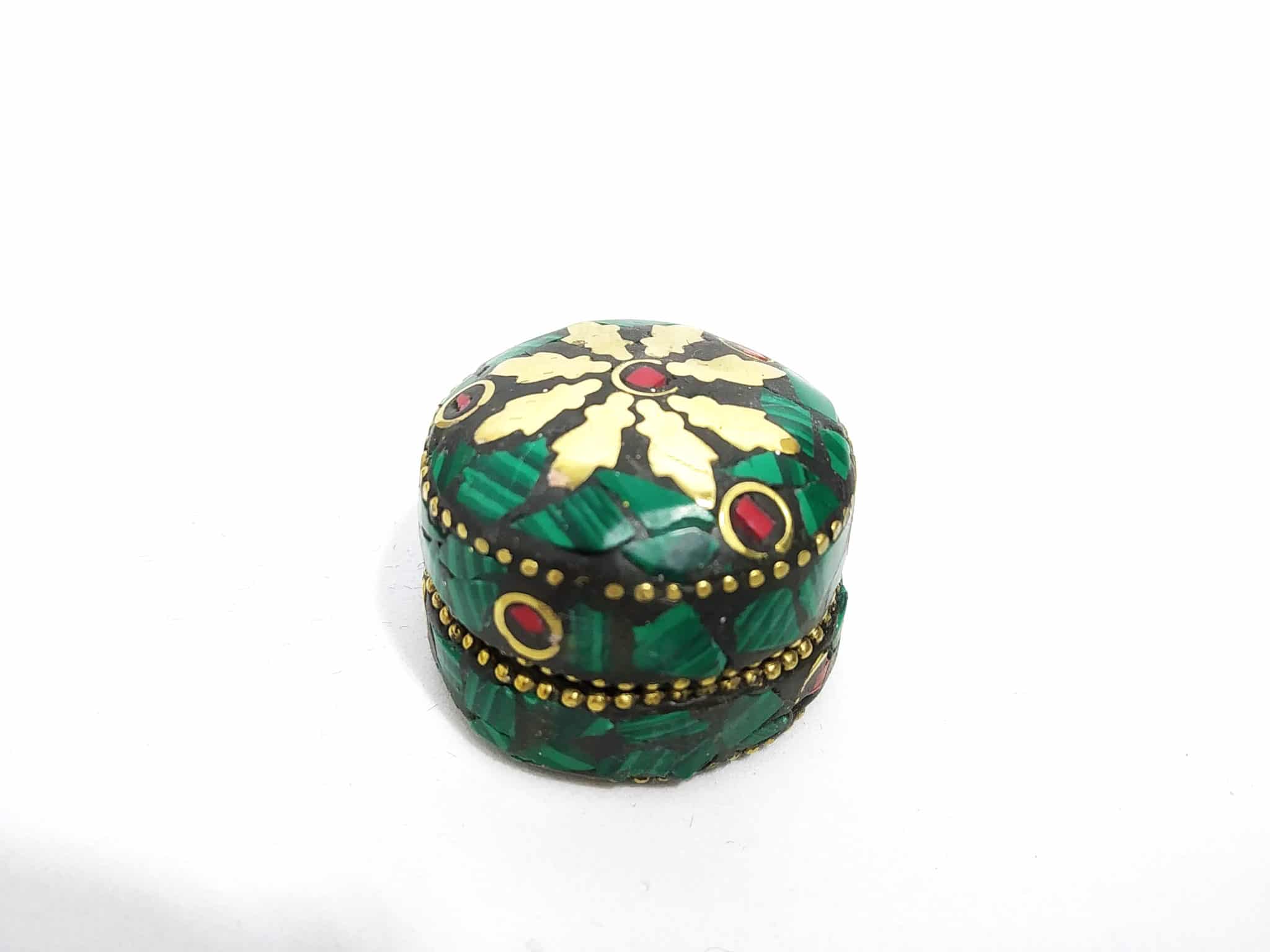 micro porta joias de metal com mosaico de pedras