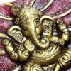 Deus Ganesha de parede em metal formato folha vermelho e dourado