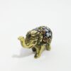 Incensário mini elefante em metal brass com embutimento de pedras naturais