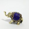 Incensário mini elefante em metal brass com embutimento de pedras naturais Lápis Lazuli