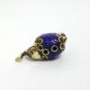 Incensário mini elefante em metal brass com embutimento de pedras naturais Lápis Lazuli