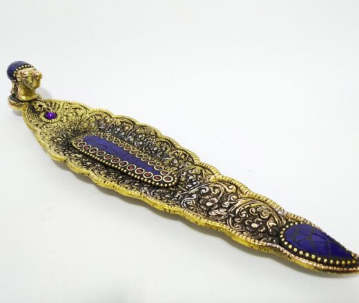 incensário de metal com pedrarias