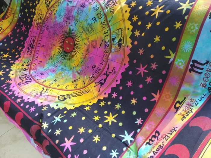 Panô indiano de algodão estampa signos color batik