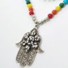 Colar indiano Hamsá branco com pedras naturais 7 chakras