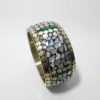 Bracelete tibetano metal com embutimento de pedras naturais