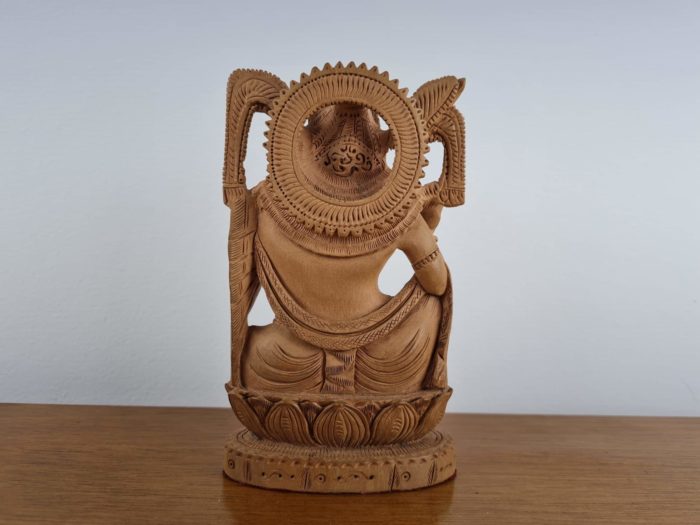 Estátua indiana de Krishna entalhado na madeira 16cm