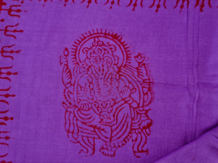Chadar indiano (manto de oração) de Ganesha roxo