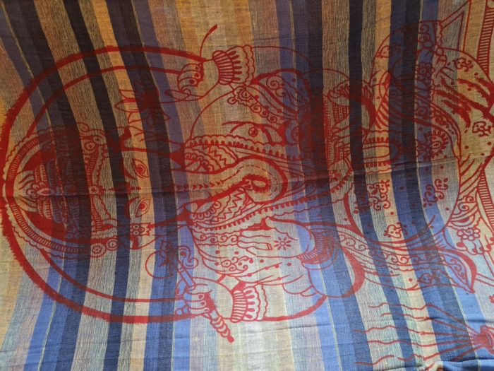 Panô indiano algodão estampa de Ganesha (210 cm x 135 cm) azul