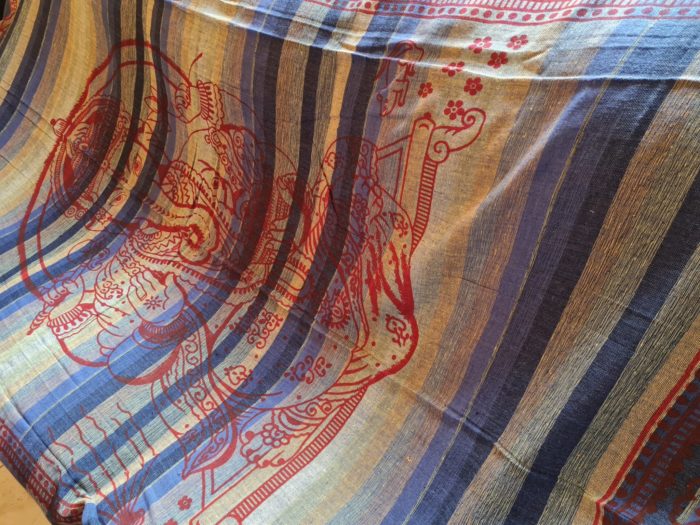 Panô indiano algodão estampa de Ganesha (210 cm x 135 cm) azul